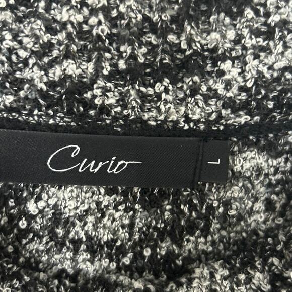 Curio Black Textured Knit Mock Neck Button Down Cardigan Sweater New L - Picture 12 of 16